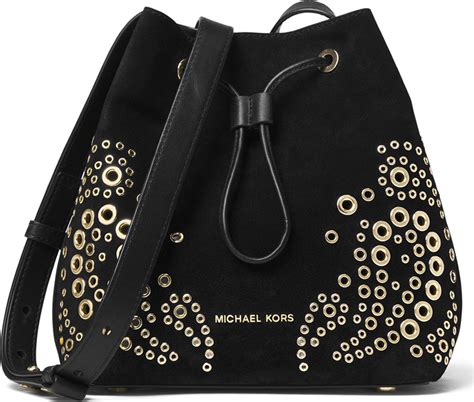 michael michael kors cary small grommeted suede bucket bag